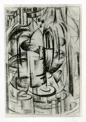 Futuristische Komposition, ca. 1914-16 (Kohle auf Papier)
